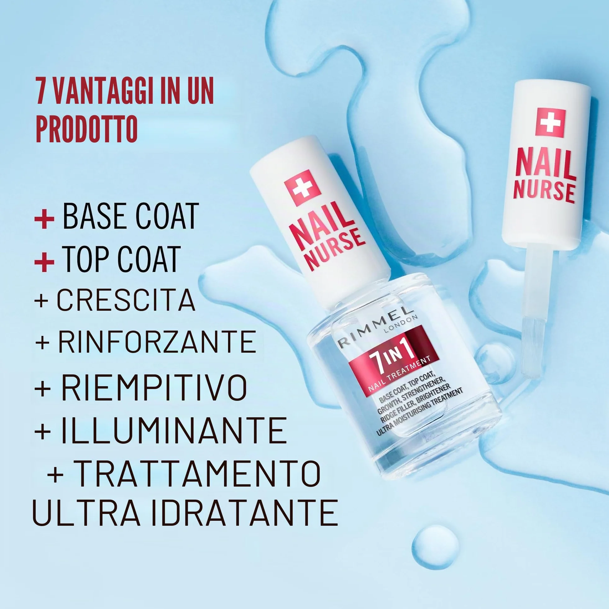 Rimmel London Nail Care Base & Top Coat 7 in 1 Rinforza 12ml