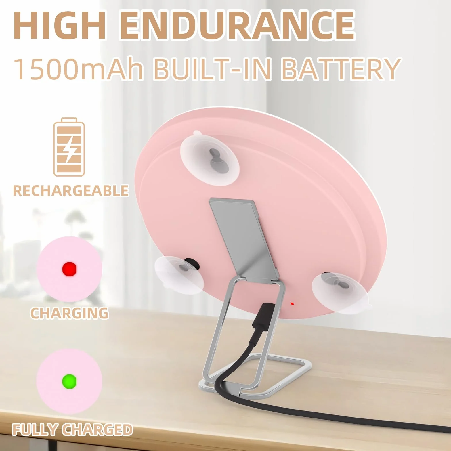 Specchio compatto a LED 30X ingranditore 15cm ricaricabile portatile per trucco