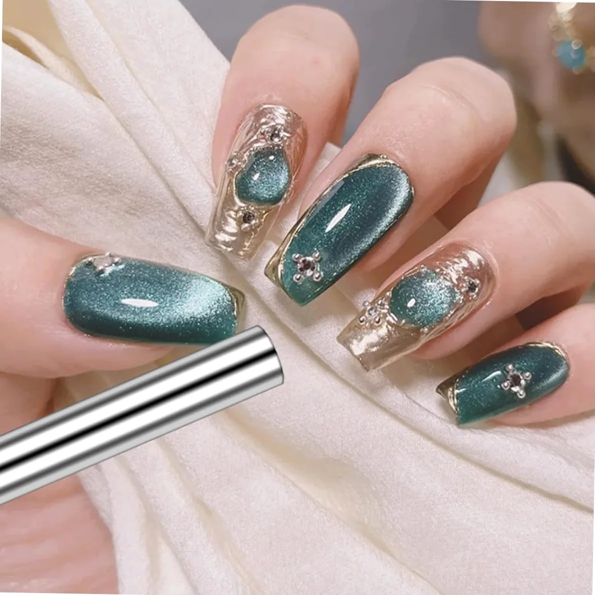 FRCOLOR 9pezzi Per Unghie Cat Eye Magnetici Inossidabile Per Nail Art Per Manicure Design Cilindrico Per Gel Unghie Eye