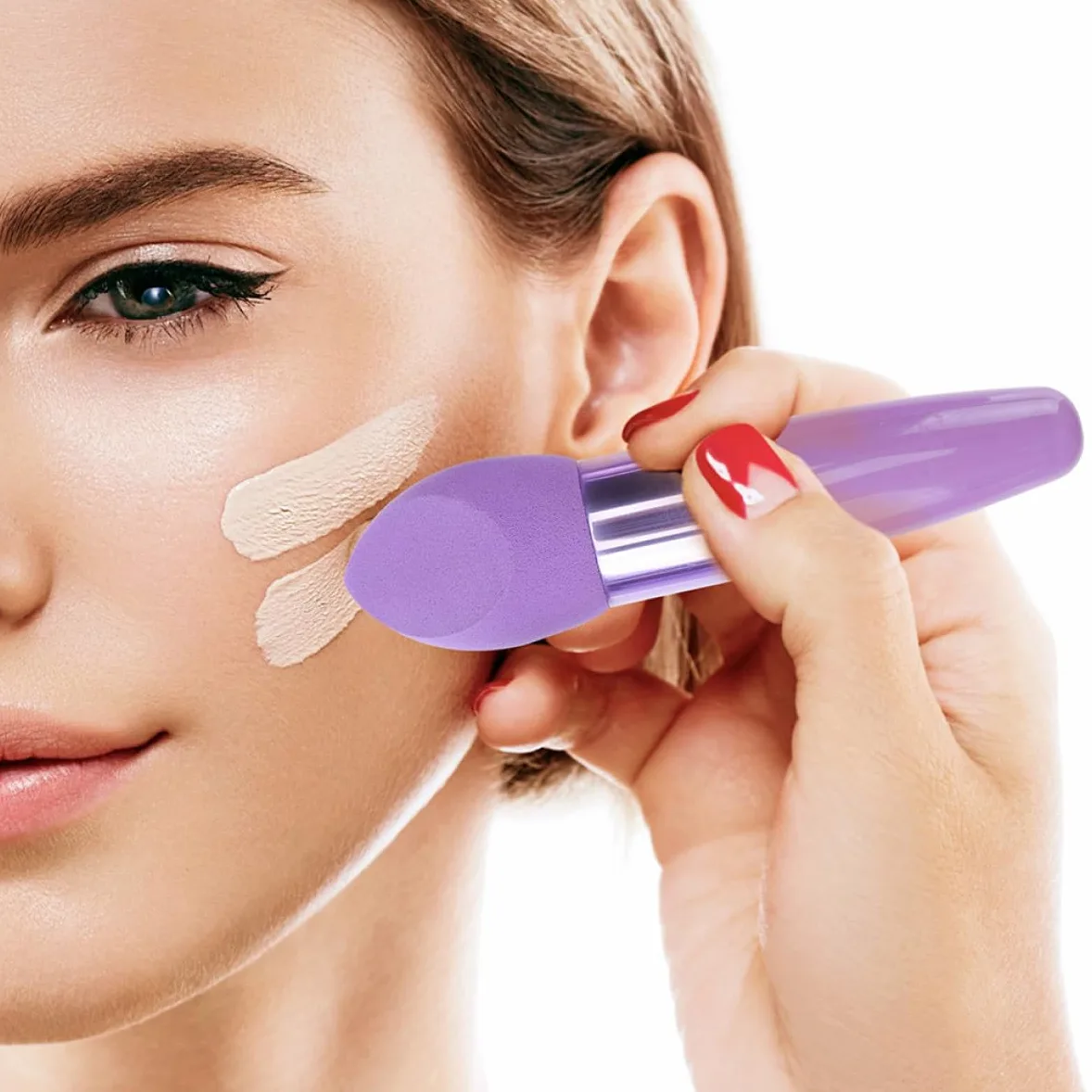 Alipis Set 6 Pezzi Pennelli da Trucco a Forma di Penna in Lattice, Pratici e Confortevoli, Portatili e Delicati per Applicazione Fondotinta Professionale