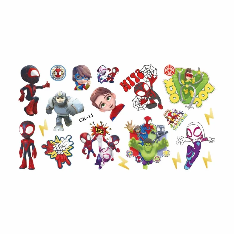 Amazing Friends - 100 tatuaggi temporanei per bambini, motivo: Spidey e i suoi super amici, 6 fogli