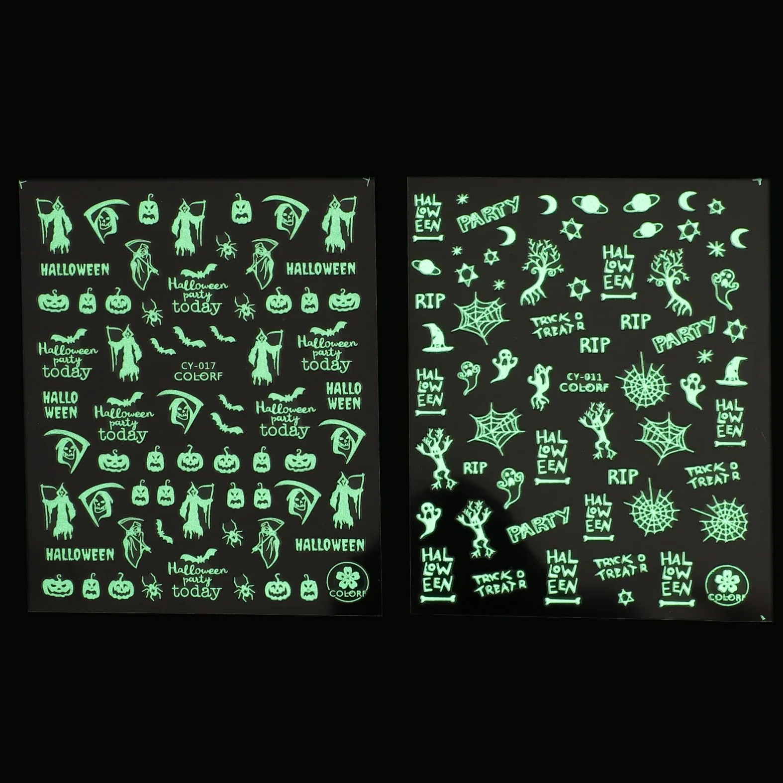 Healeved 30fogli Adesivi Per Unghie Glow in The Dark Decorazioni Per Nail Art Halloween Facili Applicare Su Unghie o Per e Speciali
