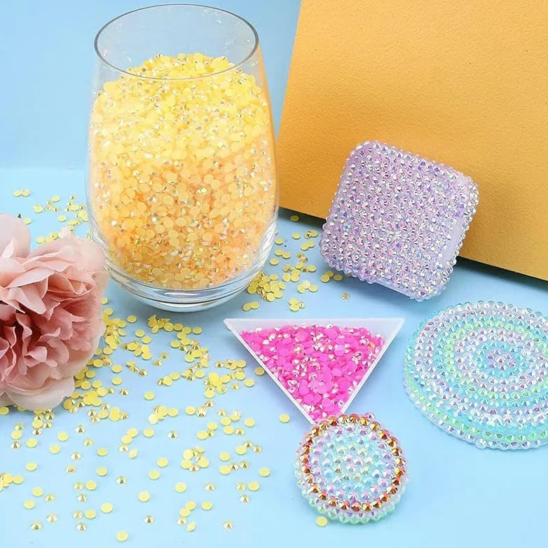Strass in resina per decorazioni di abbigliamento, gemme di per unghie, senza hotfix, con retro piatto, colla su strass, accessori - Rosa AB - 3,0 mm - 50.000 pezzi
