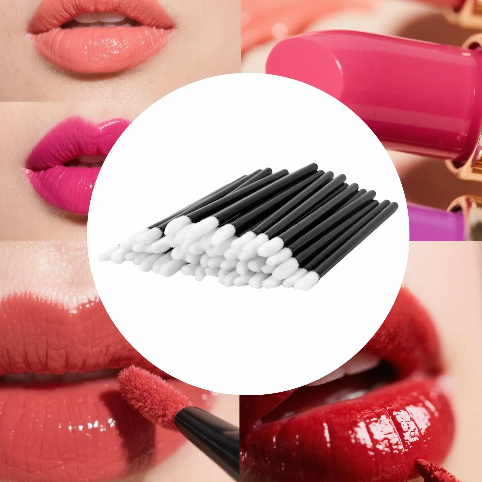KEILEOHO 800 pennelli per labbra usa e getta, colore nero, in materiale PP, per rossetto e rossetto, applicatore cosmetico