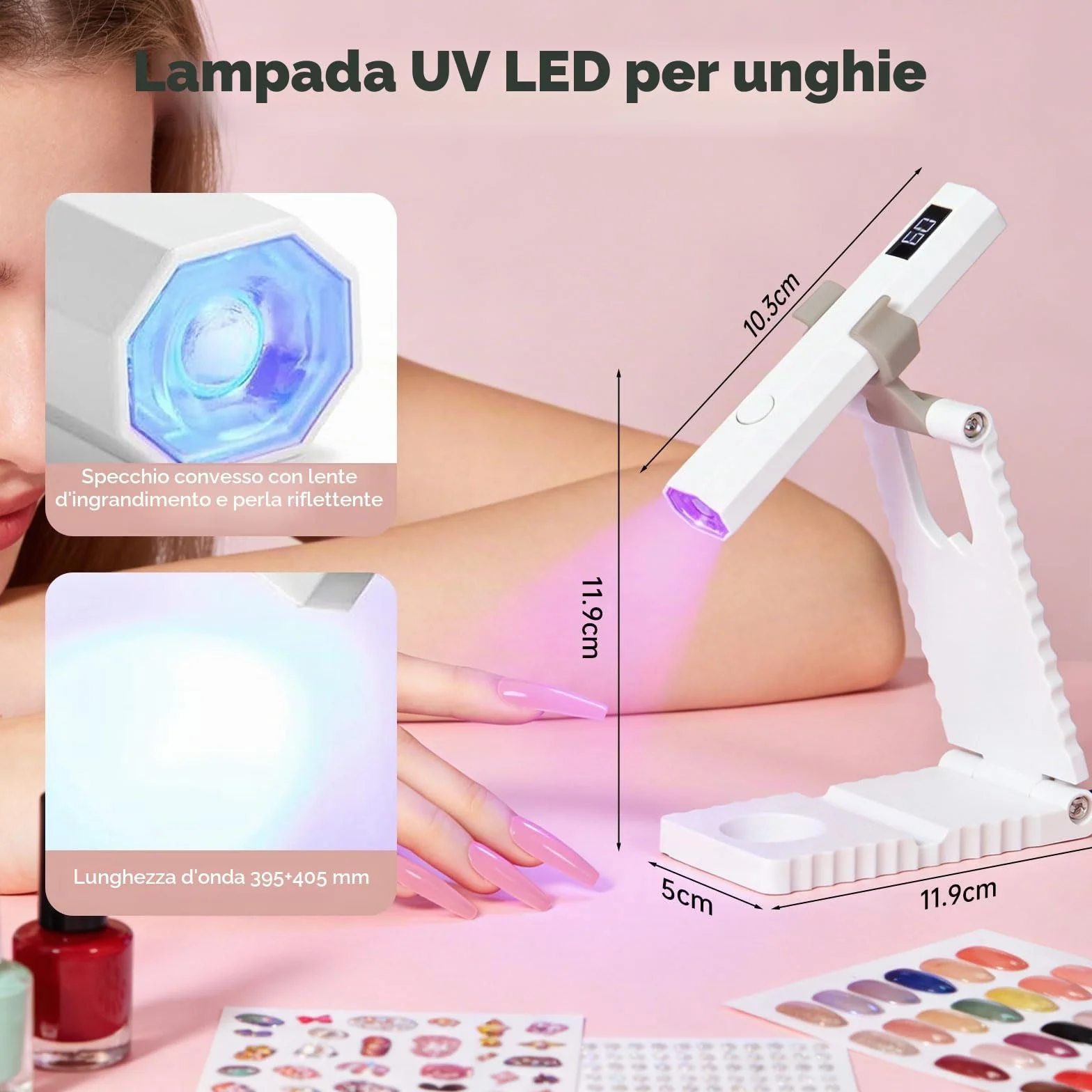 Mini Lampada UV LED Unghie 3W Portatile USB 20/60 Timer Asciuga Unghie Gel