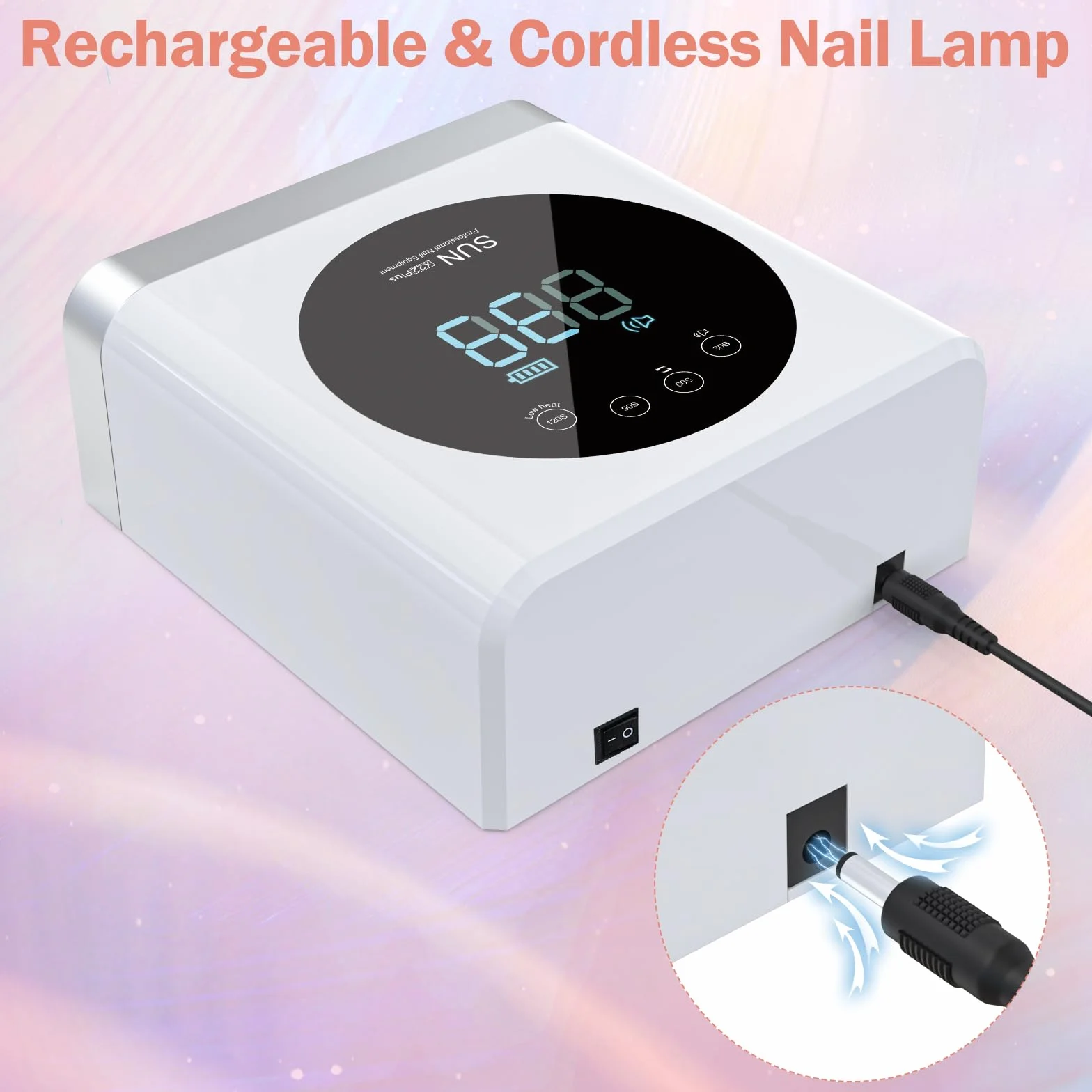 NAILGIRLS Lampade UV Per Unghie, Lampada LED UV per Unghie Ricaricabile 150 W,Portatile Lampada per Unghie Senza Fili Fornetto Unghie 4 Timer Sensore Automatico, Asciuga Unghie per Manicure Pedicure