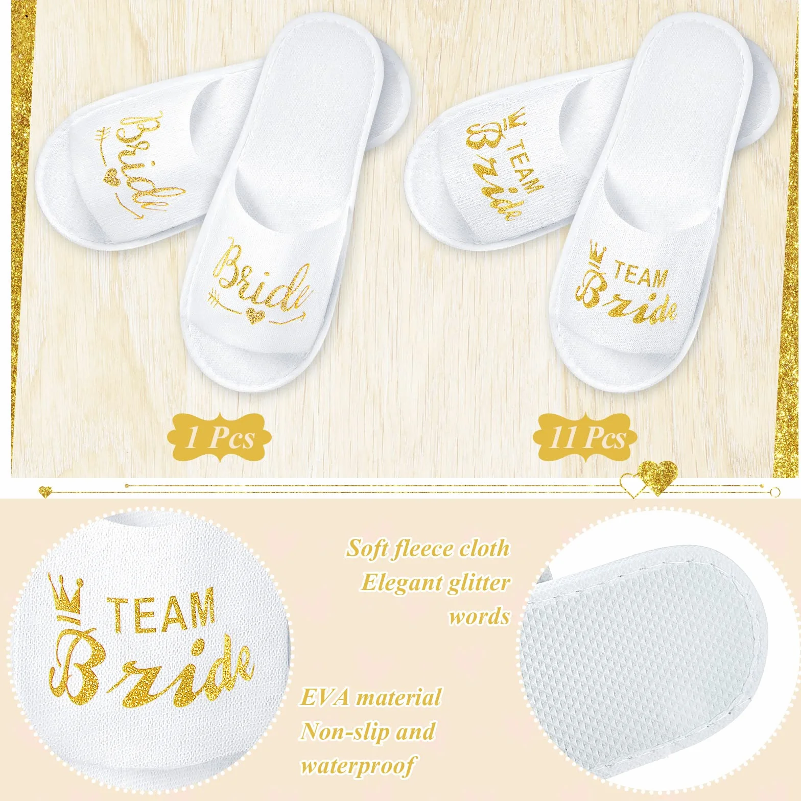 SATINIOR 12 Paia Team Bride Pantofole Aperte Usa e Getta da Spa per Sposa e Damigella d'Onore Ciabatte per il Matrimonio Festa di Addio al Nubilato