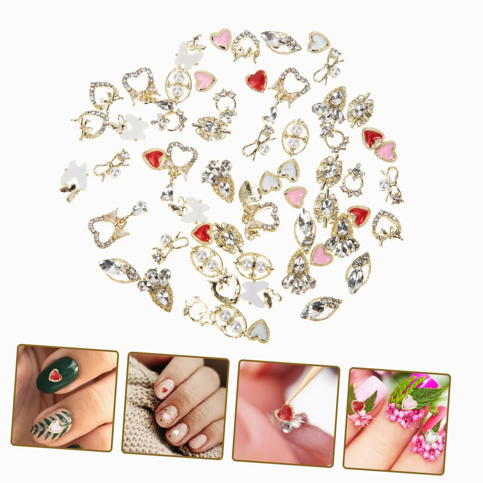 2 Set Decorazioni Per Unghie Accessori Per Nail Art Eleganti E Creativi Per Feste Matrimoni E Per Amiche E Appassionate Manicure 60 Pezzi*2