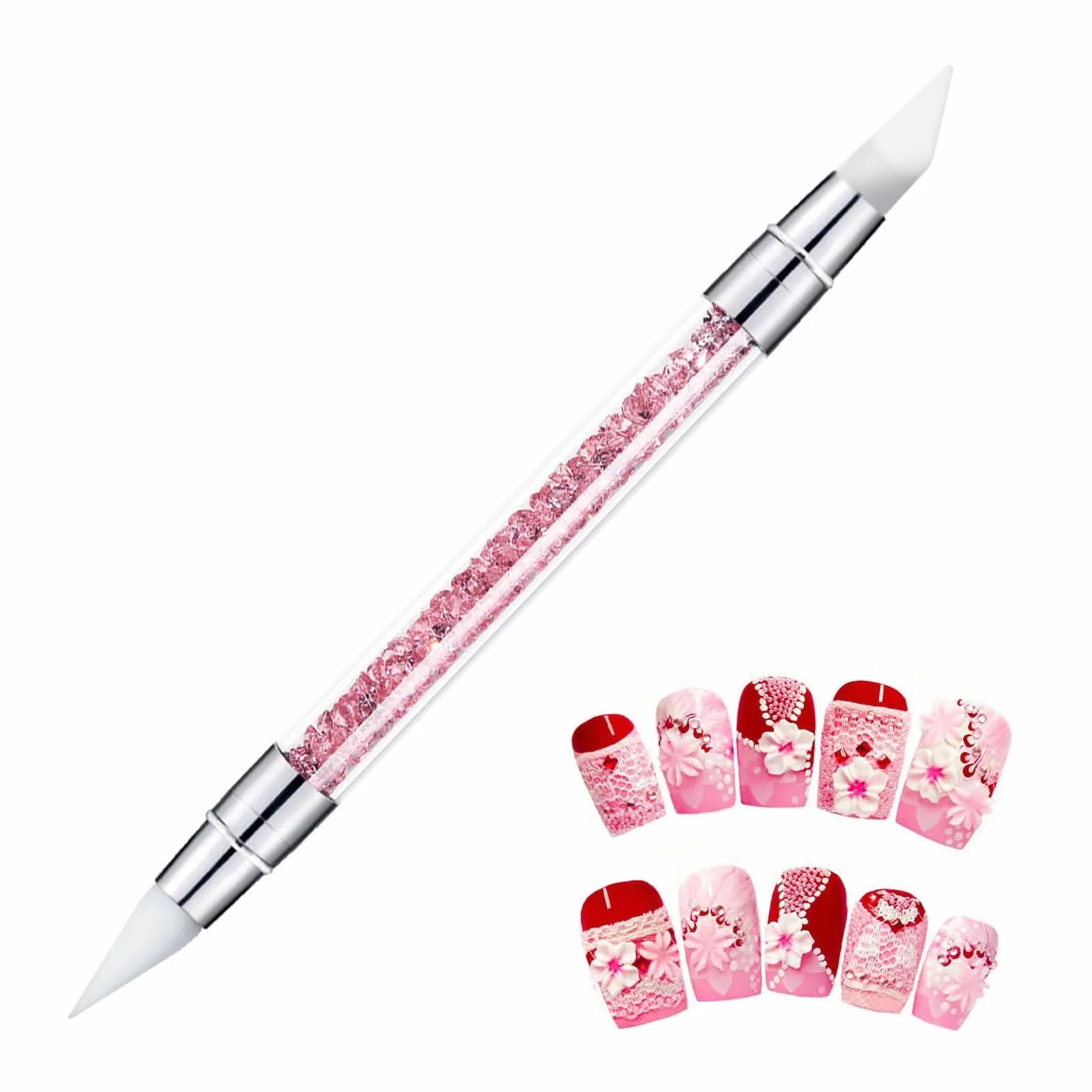 Pennelli In Silicone Per Unghie, Silicone nail arts Sculpture Pen, Pennelli In nail arts Con Due Punte Pennello, Pennelli In nail arts Gel Scultura Penna Per Unghie In Gel Strumenti Per nail arts