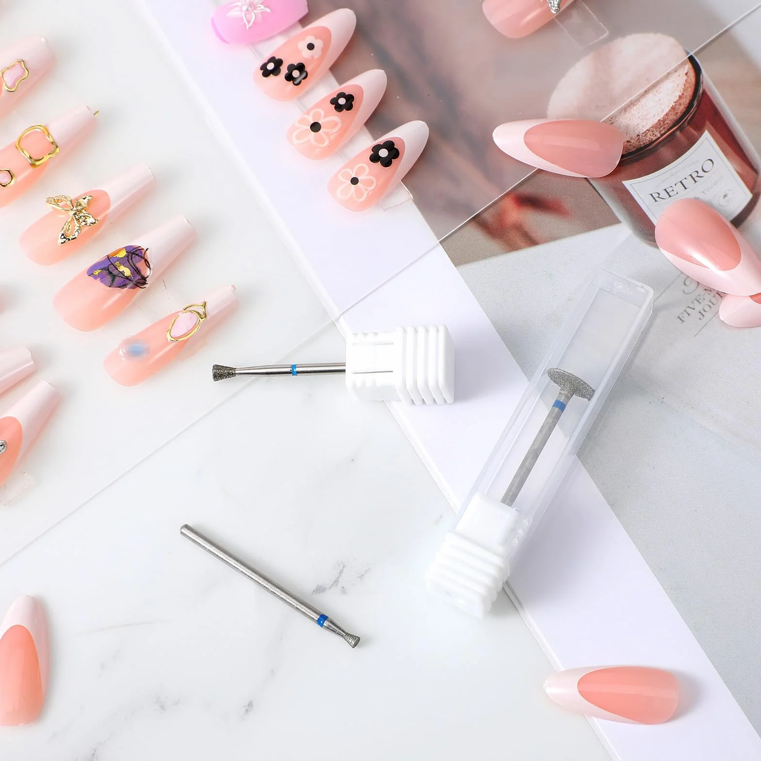 Zestaw 3 końcówek do frezu do paznokci, stożkowe mikro do skórek, multifunkcyjne akcesoria do manicure i pedicure