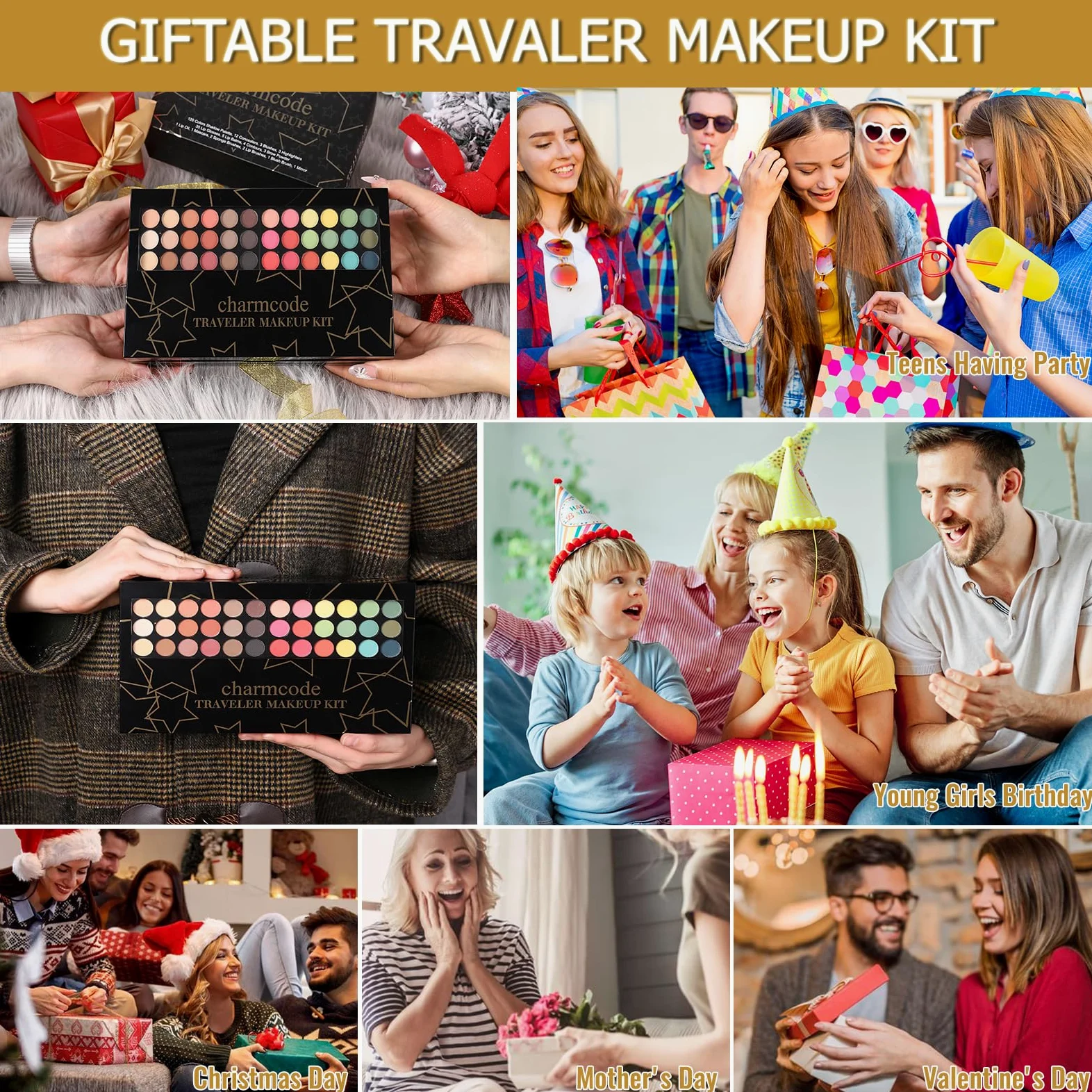 Valigetta per trucco professionale tutto in uno, per donne e ragazze, 186 colori | Valigetta per il trucco imbottita, set di ombretti in tutti i colori, come regalo per Natale, compleanno, San Valentino
