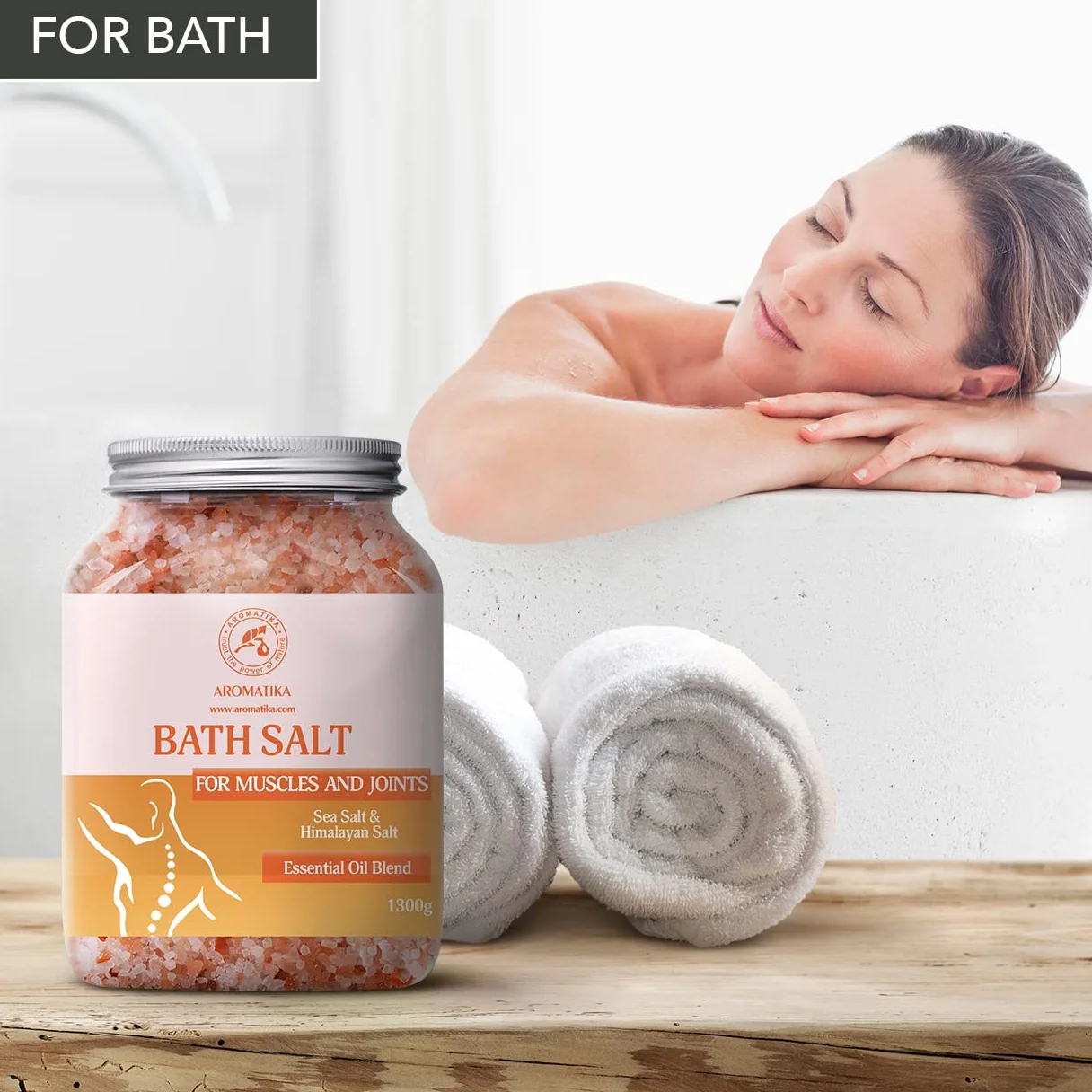 Sale Marino Muscolare & Articolare 1300g - Oli Essenziali Lavanda & Salvia & Rosmarino - 100% Naturali - Lenisce i Muscoli Stanchi Doloranti - Disintossica - per il Bagno - Rilassamento