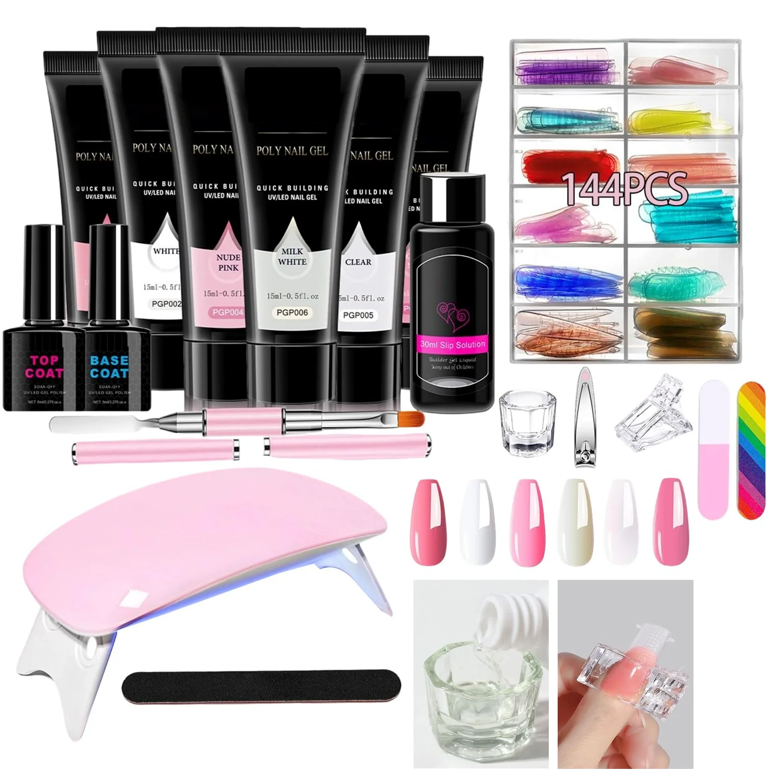 Kit Per Ricostruzione Unghie Strumento Manicure Leggero e Portatile | Gel Top Unghie Donna Ideale per Viaggi, Lavoro, Casa, Attività Estive e Scuola