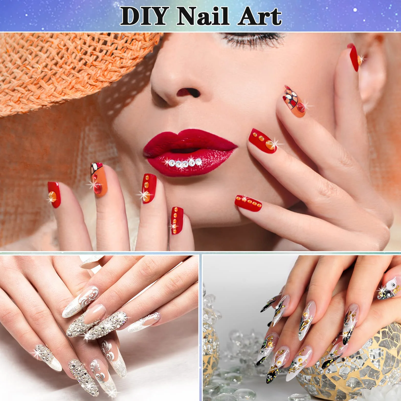 Diboniur 14 Fogli Brillantini Adesivi Gemme Viso, 2310 Pezzi Glitter Strass Autoadesivi Occhi Corpo