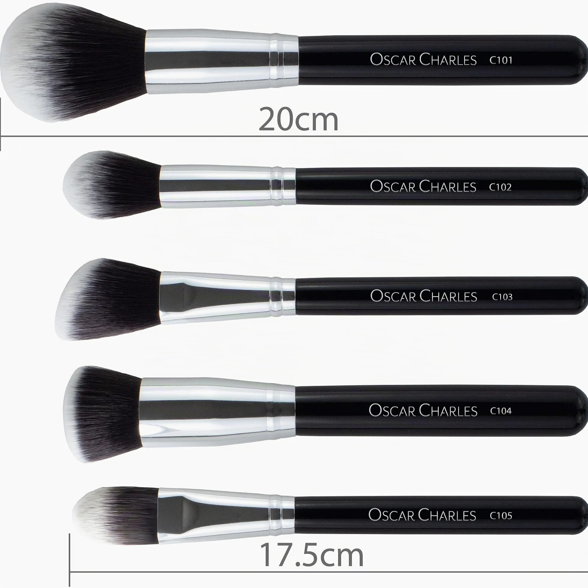 Set Pennelli Make up Oscar Charles, set di pennelli per trucco professionale da 12 pezzi, sei pennelli per trucco per il viso e set di sei pennelli per trucco per gli occhi (argento)