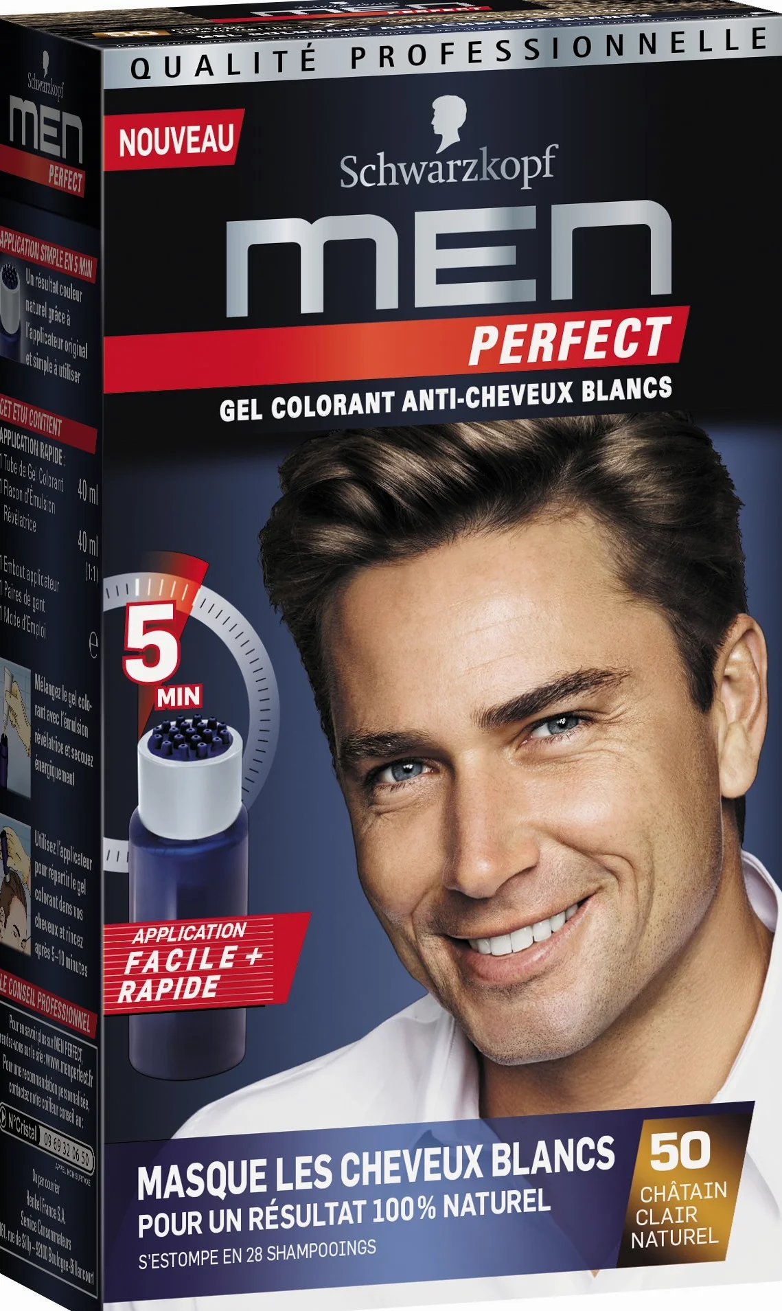 Schwarzkopf – Men Perfect – Gel colorante contro capelli bianchi – Marrone Naturale 50