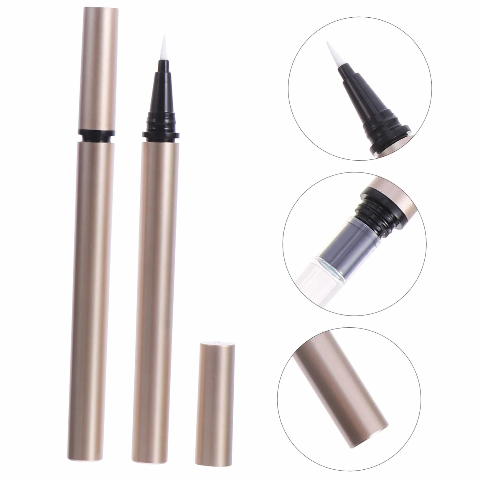 5 Pezzi Tubetto Vuoto per Eyeliner Liquido 1ml Oro Ricaricabile in Plastico Portatile per Negozi e Saloni di Cosmetici