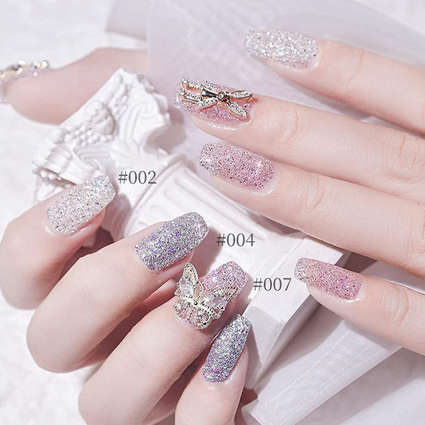 1 / 8pcs Glitter Nail Art Pigment Pigment Polvere, Nail Art Specchio Pigmento Polvere in Polvere Scintillio Giorno Rosa Branzini Chrome Chrome Powder (Color : 8Pcs)