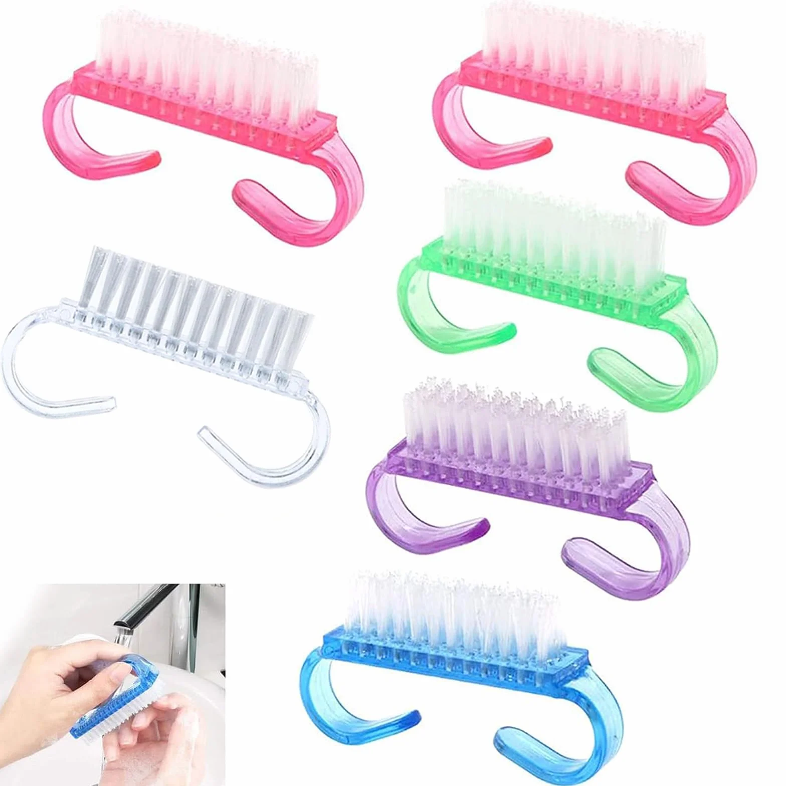 Spazzola Per Unghie,6PCS Manico Spazzola per unghie,Spazzola per Pulizia delle Unghie,Lavaggio di Mani Spazzolino per Unghie,Per Pulizia E Pulizia Delle Unghie