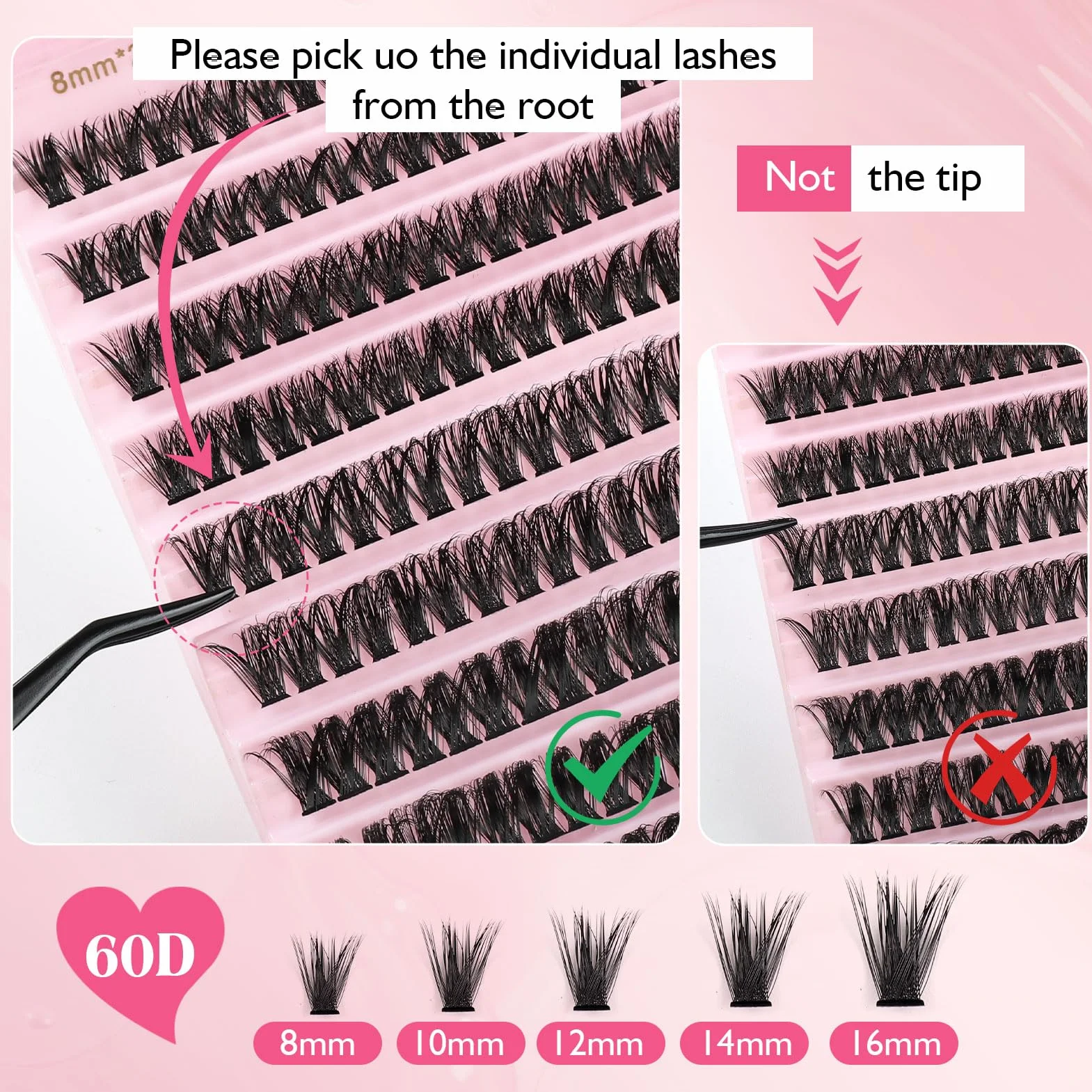 Sixstarhair 60D Volume Lash Clusters Kit 8-16mm DIY Eyelash Extension con Bond e Dispositivo di Rimozione