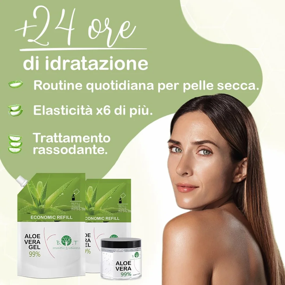 Aloe Vera Gel Puro 100% Bio Dopo Sole After Sun Corpo Viso 1000 ml