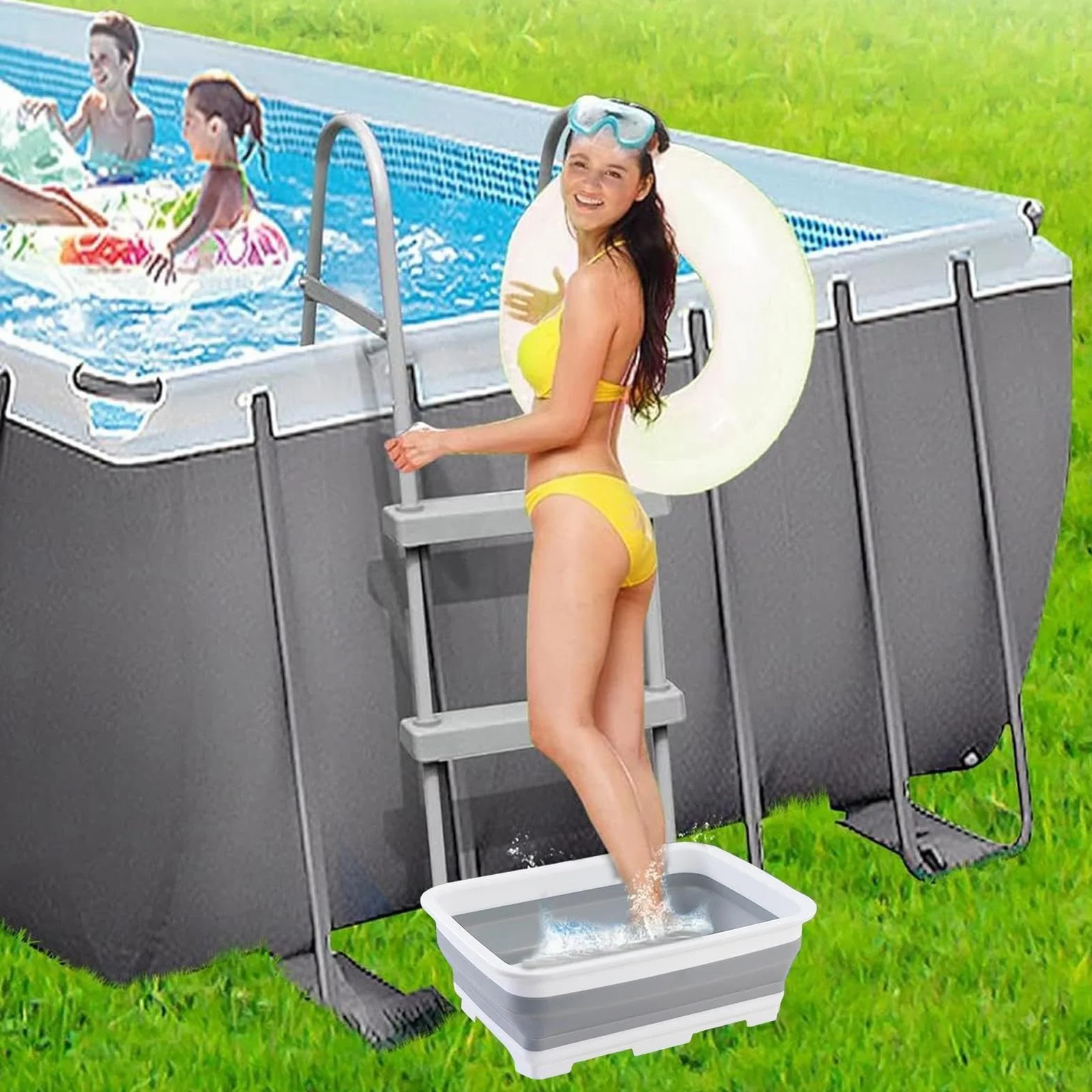 Pediluvi Portatili Per Piscine, Vaschetta Lavapiedi, Pediluvi Pieghevoli E Antiscivolo, Pediluvio Portatili Per Piscine Fuori Terra, Spa, Idromassaggi