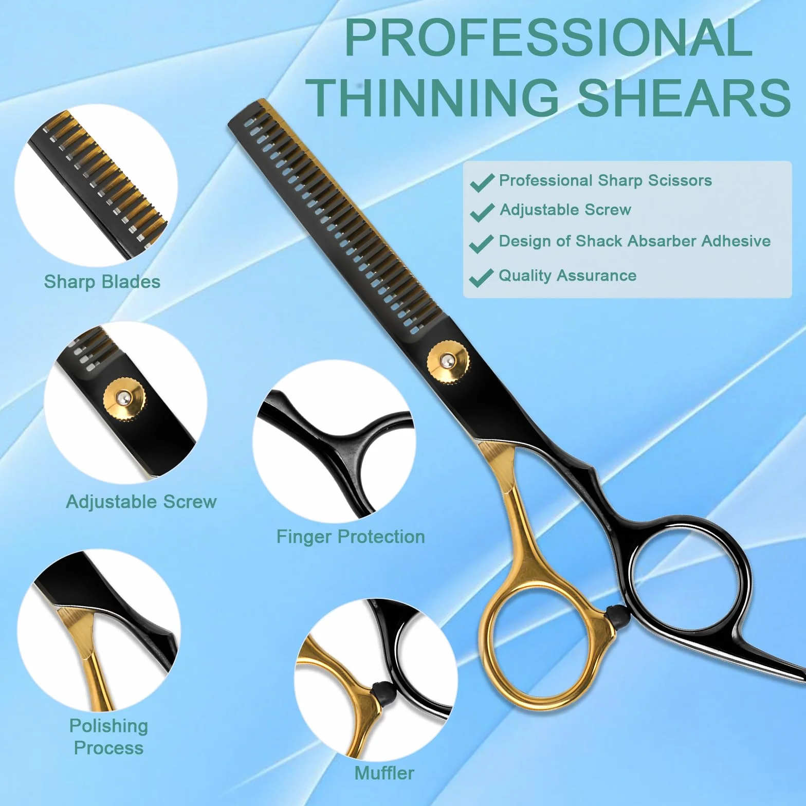 Forbici Parrucchiere Professionali 16 Pezzi – Forbici Capelli 6,7" Acciaio 440C, Forbici Sfoltire & Kit Barbiere
