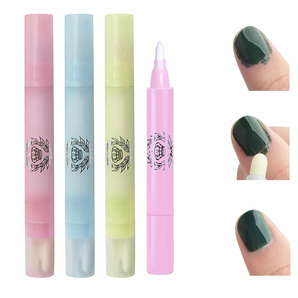4 Pz Penne Correggi per Smalto, Penna Rimozione Smalto per Bordi delle Unghie, Penne Correttore per Unghie con 12 Punte di Ricambio, Penna Correttiva per Manicure, Nail Polish Remover Correzione Pen