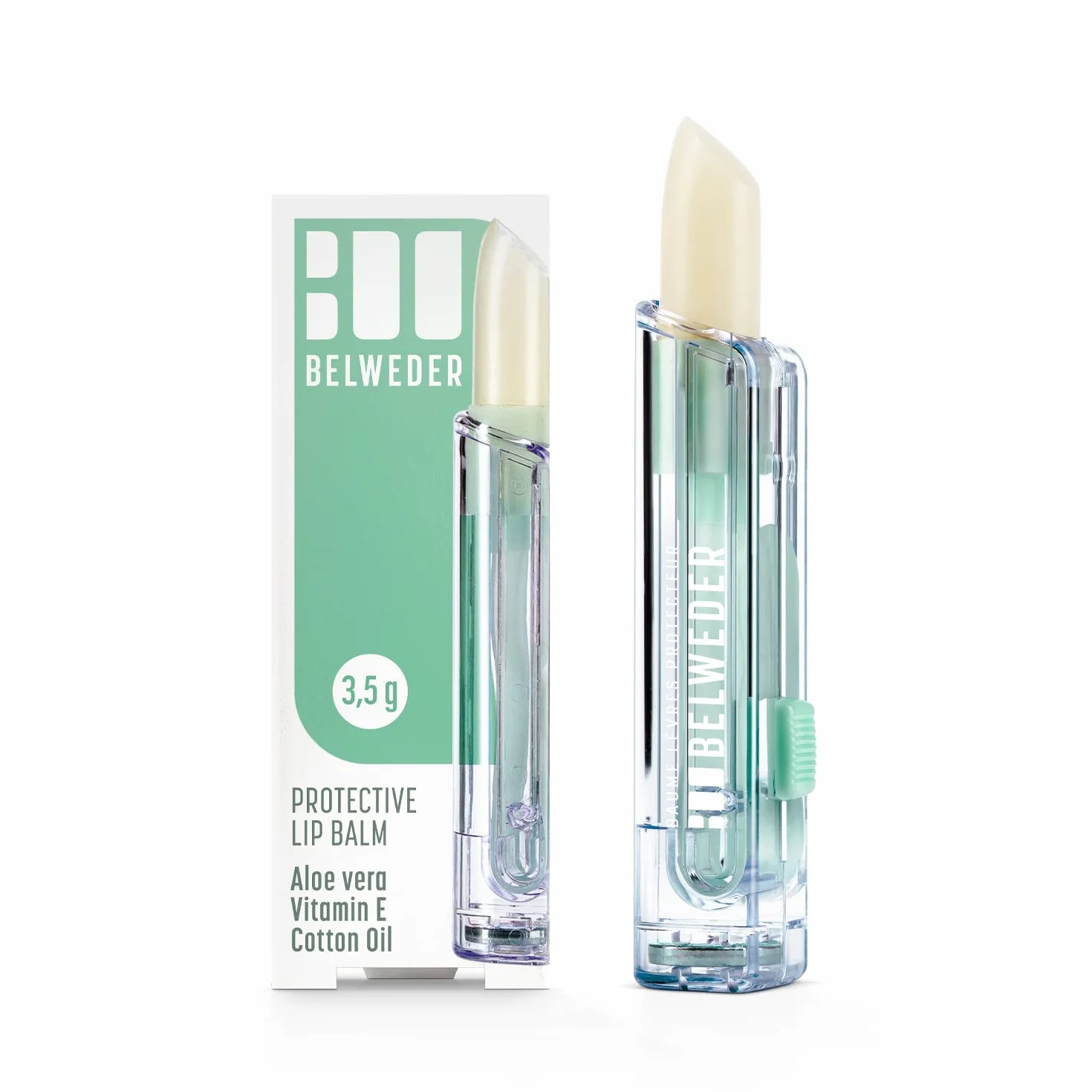 BELWEDER - Balsamo Labbra Protettivo con Aloe Vera, Vitamina E, Olio di Semi di Cotone - Balsamo Labbra Idratante - Protezione e Rigenerazione - Burrocacao Labbra Trasparente - 1 x 3,5 g