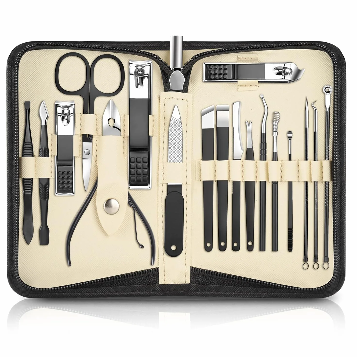 Set Manicure Professionale 18 Pezzi Kit Pedicure con Borsa da Viaggio