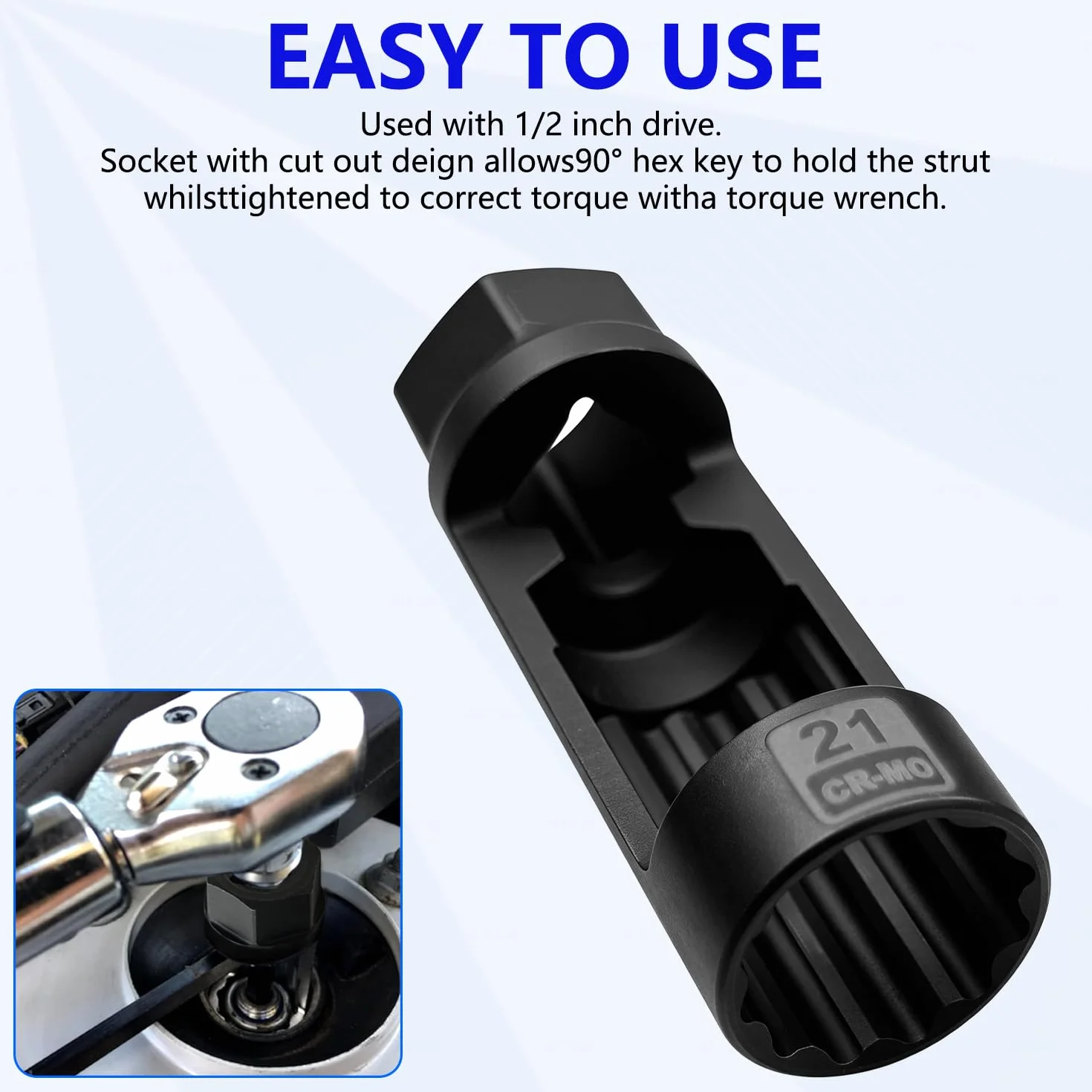 ZKTOOL 21MM Bussole per Dadi Puntone, Set di Rimozione Dado Ammortizzatore
