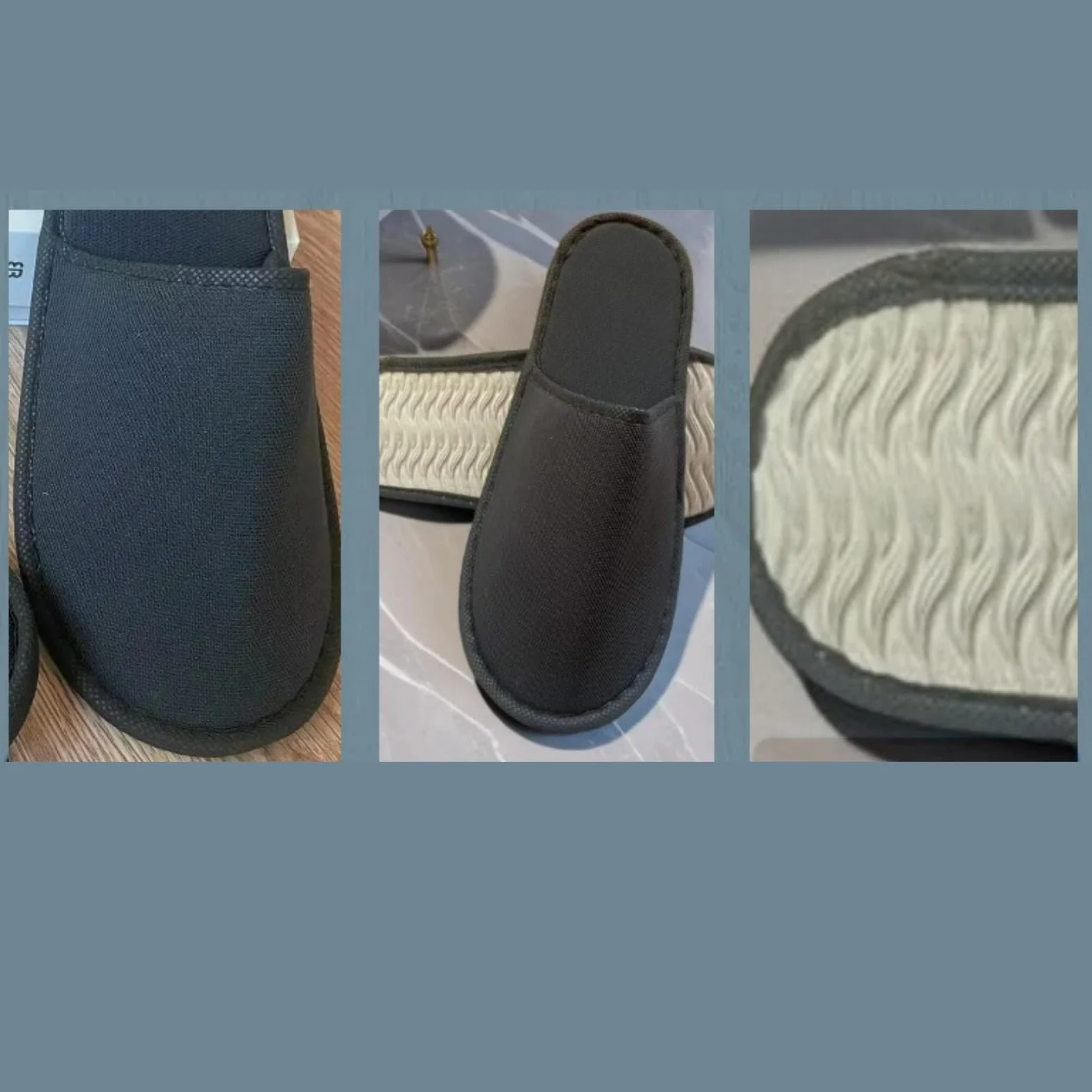 50 Paia Pantofole Monouso Tessuto Unisex Antiscivolo per Hotel Spa Viaggi | Ciabatte Usa E Getta Leggere Traspiranti Suola Spessa Bianco Nero Taglia 42 Adulti