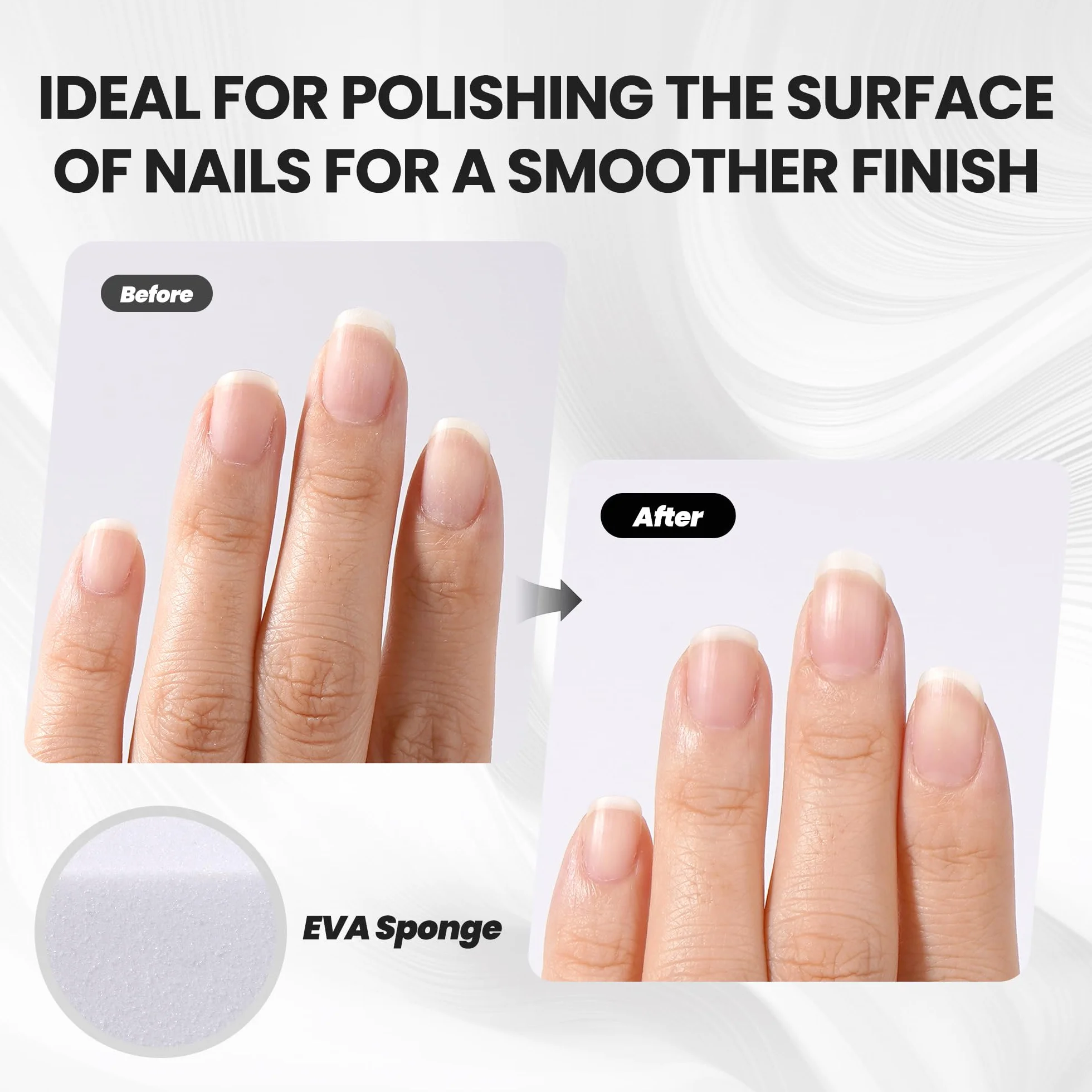 Set di 10 lime per unghie, lime per nail art, lime professionale per levigare unghie acriliche o in gel naturale, 4 lati lavabili per manicure - Bianco