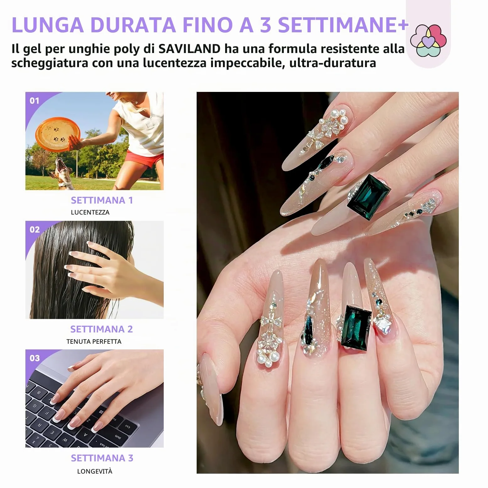 SAVILAND Kit Ricostruzione Unghie Gel Completo, 36 Colori 15g Poly Gel per Unghie Kit con Mini Lampada U V, Base Coat, Top Coat e Strumenti per Unghie, Ideale per Fai Da Te a Casa