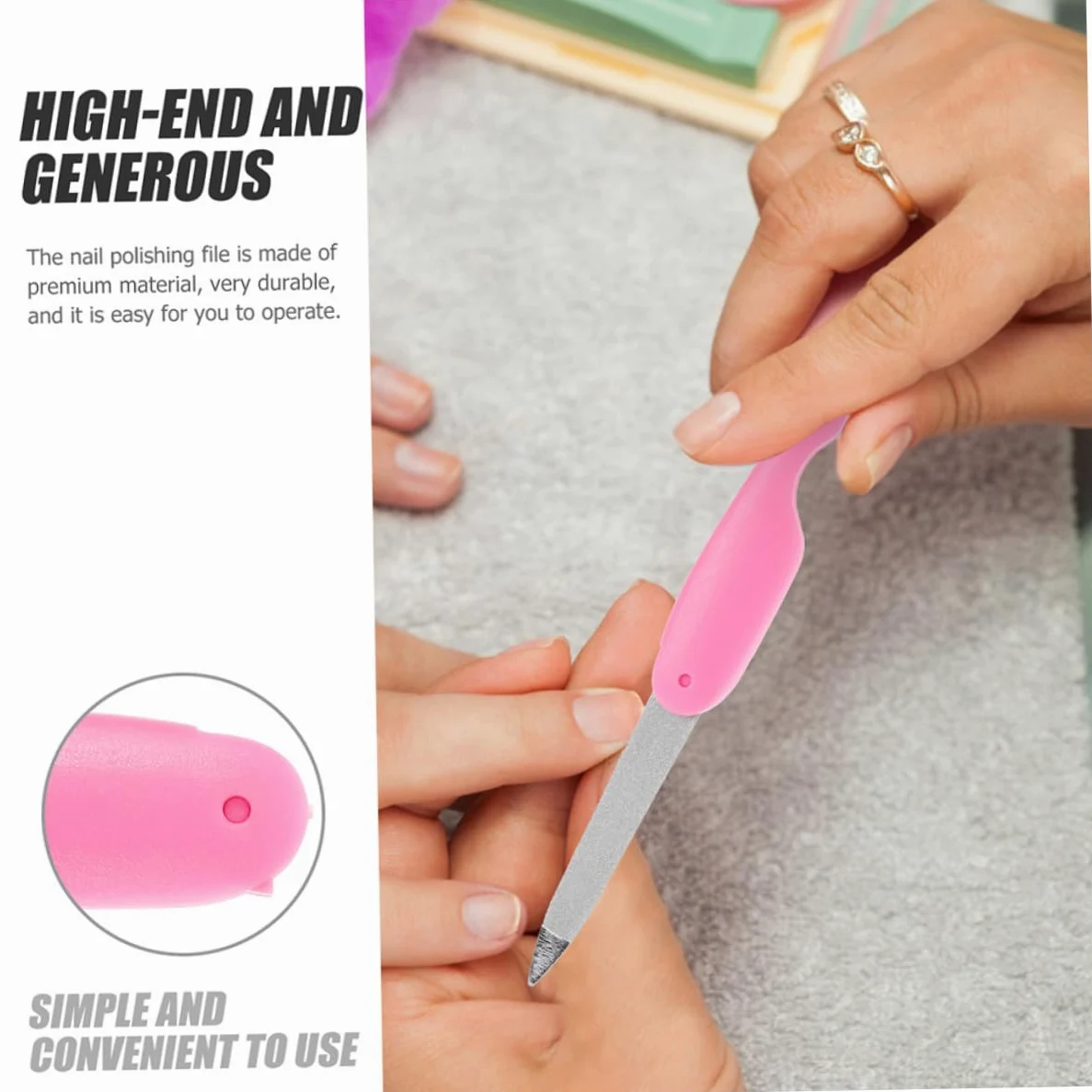 Alipis Set 8 Pezzi Limette per Unghie in Metallo e Abs Rosa, Design Pieghevole Portatile, Facili da Usare per Manicure Professionale e Uso Domestico