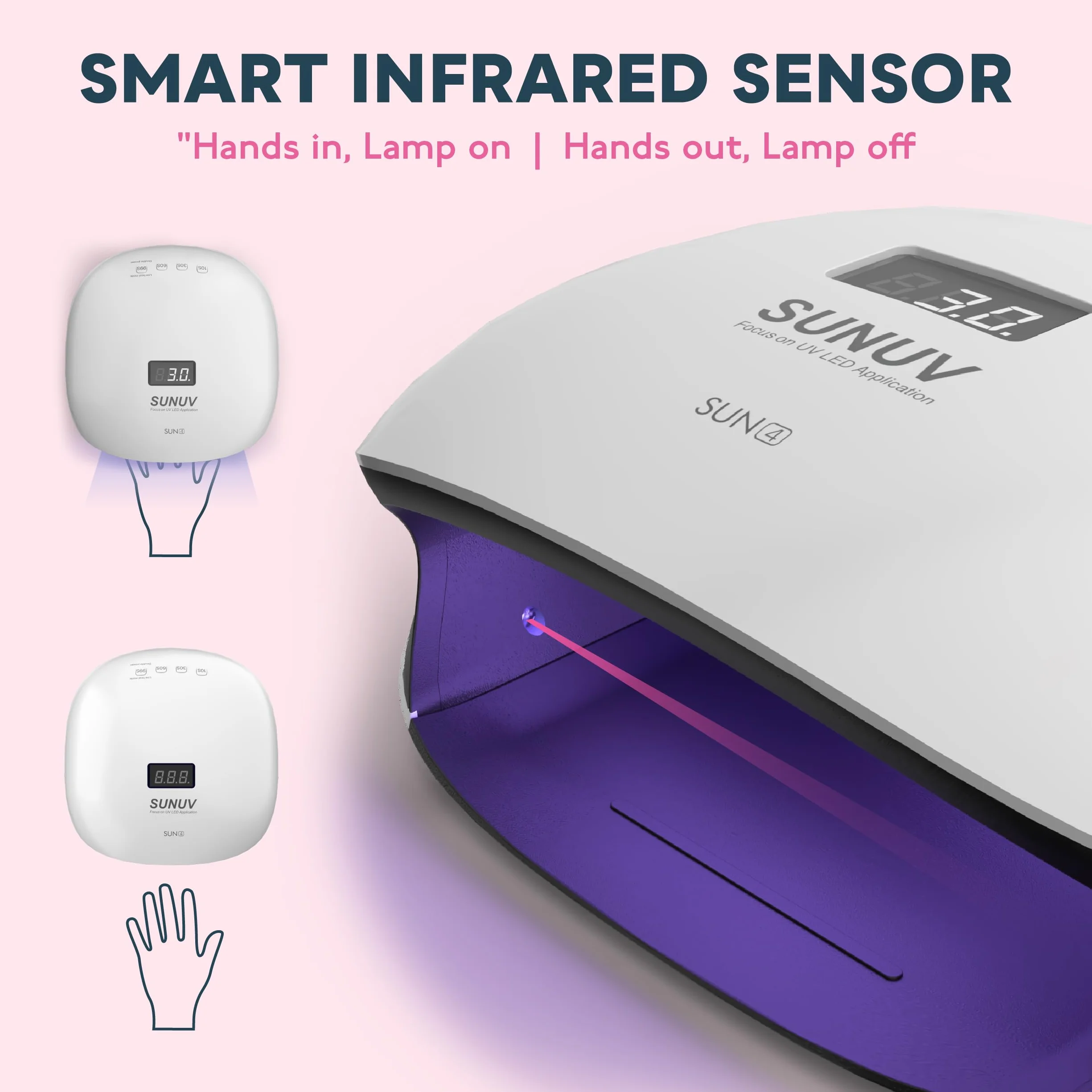SUNUV SUN4 Lampada UV LED per Unghie Asciugatrice Gel Manicure con 4 Timer LCD Display Sensore
