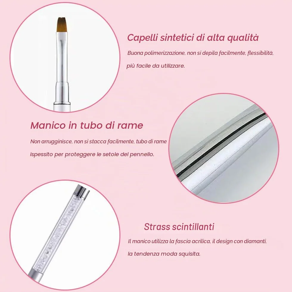 Pennello per Unghie, Pennello per Unghie in Gel, Pennello per Dipingere le Unghie, Design per Unghie in Gel UV, Strumenti per la Nail Art