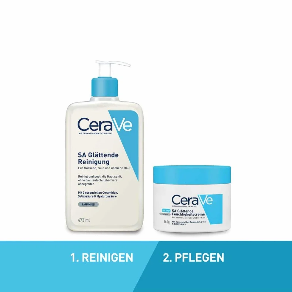 Gel Detergente Levigante CeraVe SA 473 ml per Pelli Secche e Ruvide - Esfolia, Idrata e Ripara con Niacinamide e Acido Salicilico