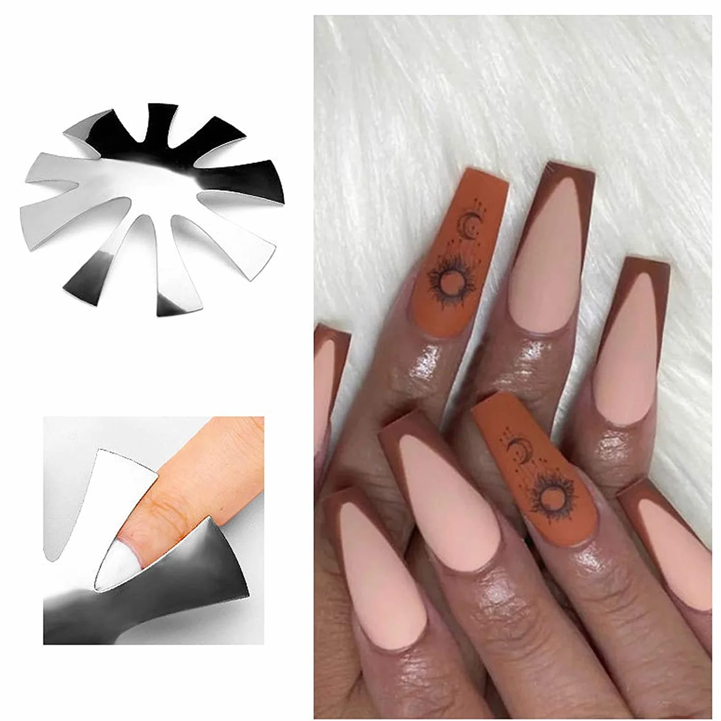 French Manicure Template Nail Cutter Plate in Acciaio Inox Acrilico Clipper Plate for Women