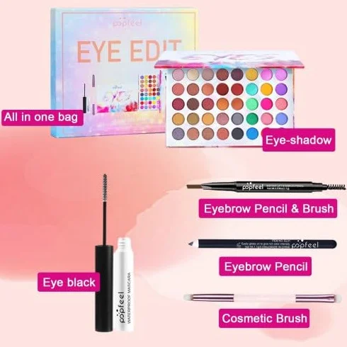 Tutto in Uno Trucchi Set per Occhi per Ragazze Adolescenti, 40 Colori Palette di Ombretti con Mascara Matita Eyeliner Sopracciglia Pennelli, Kit Regalo Trucco Completo, Make Up Tavolozza Kit