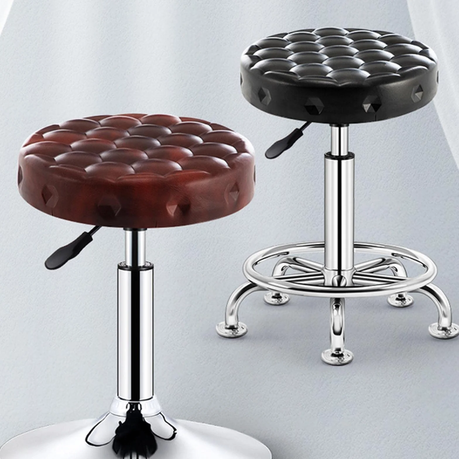 Cuscini per Sgabelli da Bar, Rotondi Universali Rimovibili Lavabili/Impermeabili/Antiscivolo/Cuscino di Ricambio per Salone di Bellezza Spa, Nero