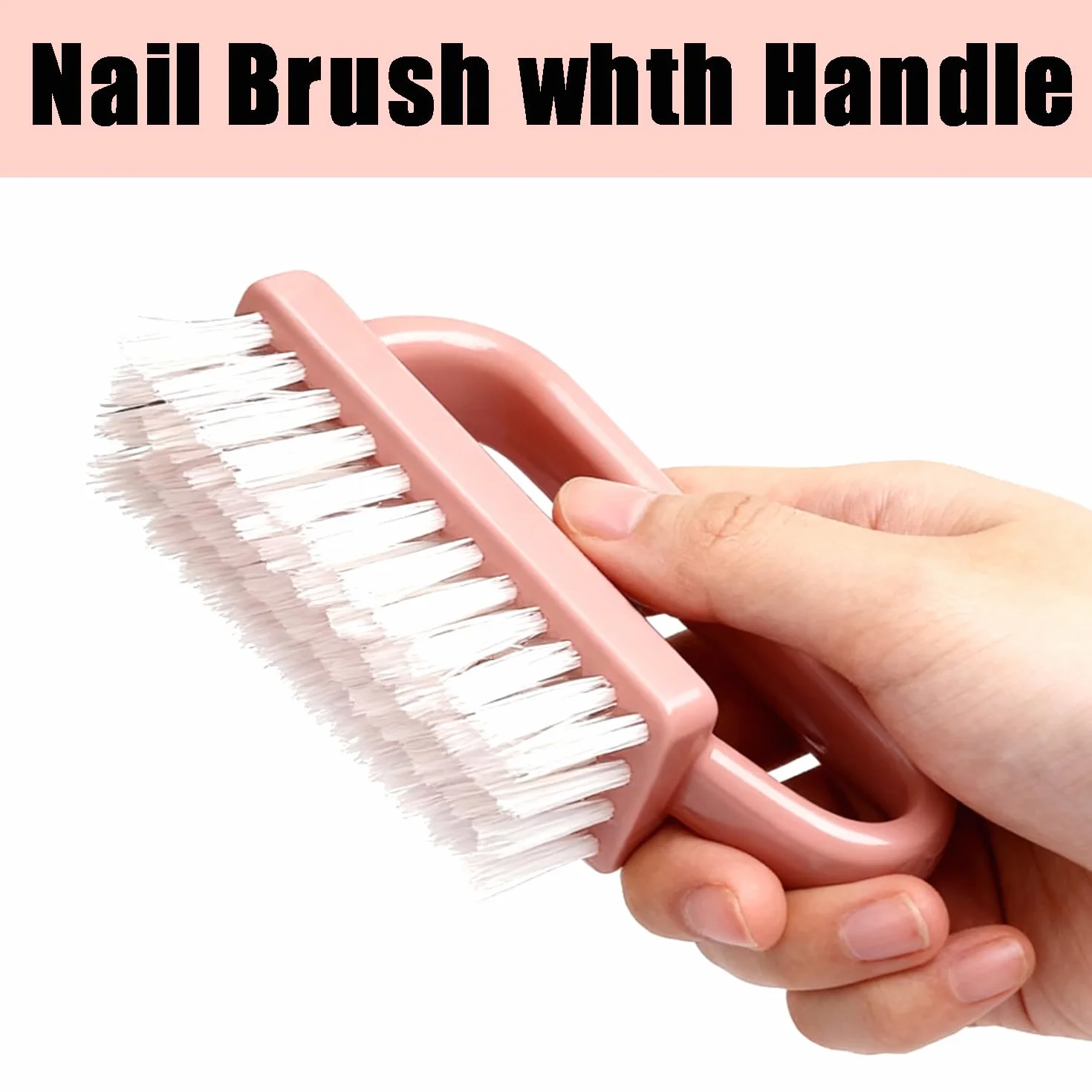 Spazzola Per Unghie 3 Pezzi Maniglia Grip Pennello Lavaggio Mani Pulizia Unghie Pedicure Rosa