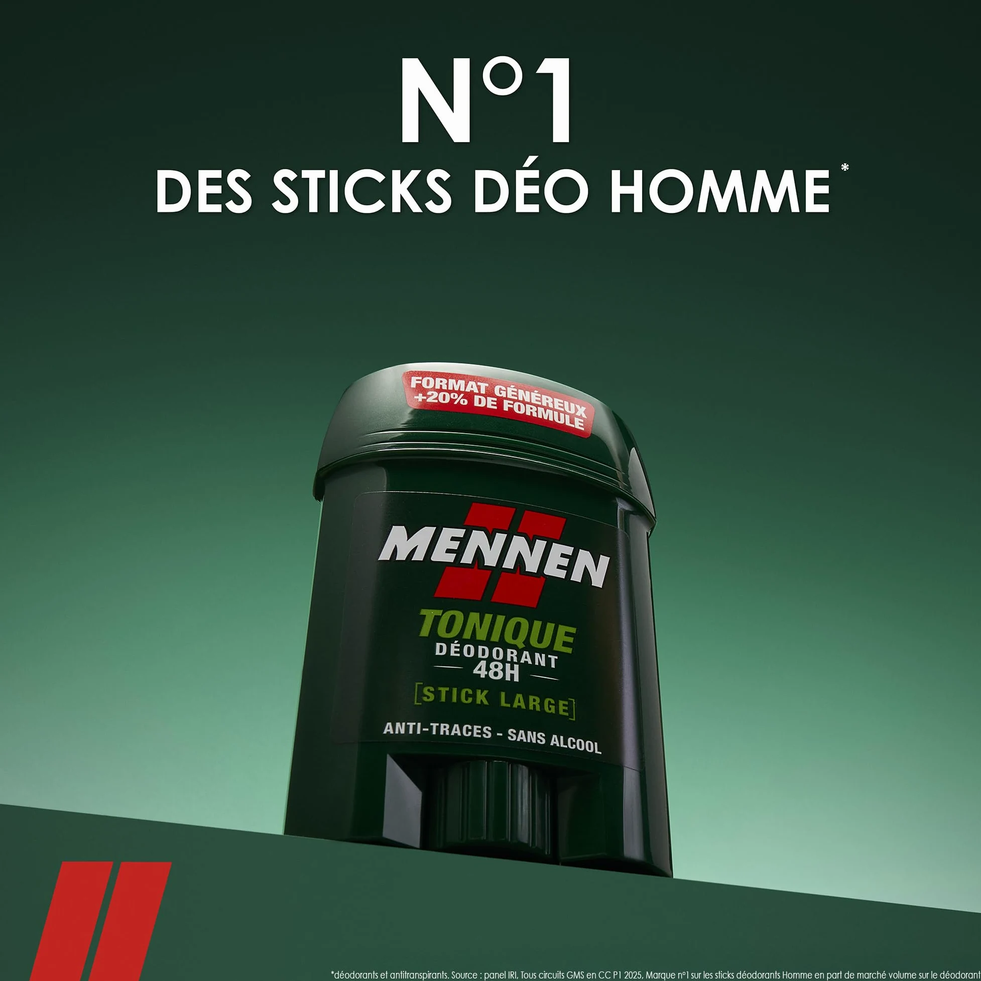 MENNEN - Deodorante stick Large da uomo - Anti-traspirante Efficienza 24 ore - Tonico - 50 ml - Confezione da 6