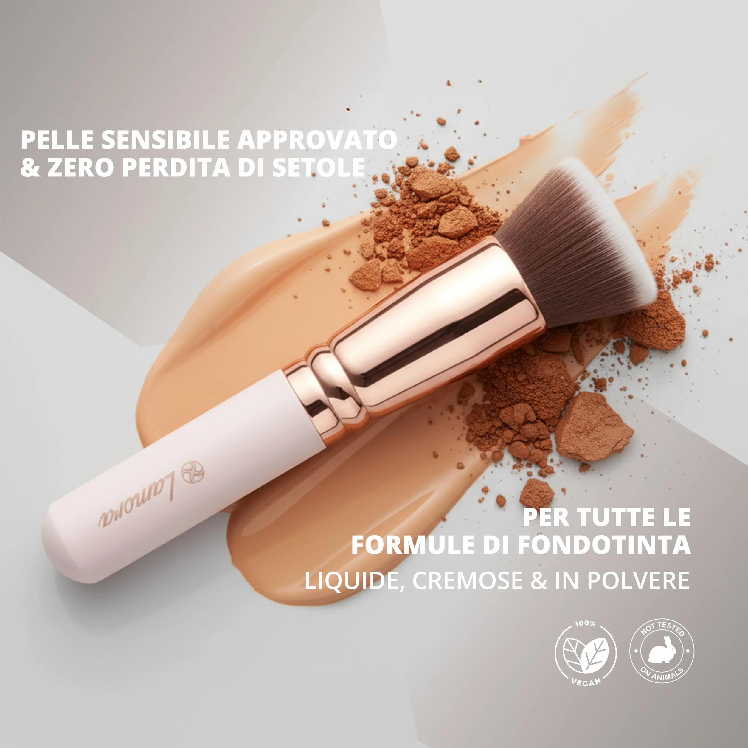 Pennello Flat Top Kabuki Viso per Fondotinta Liquido, Cipria, Crema Minerale - Setole Sintetiche Professionali