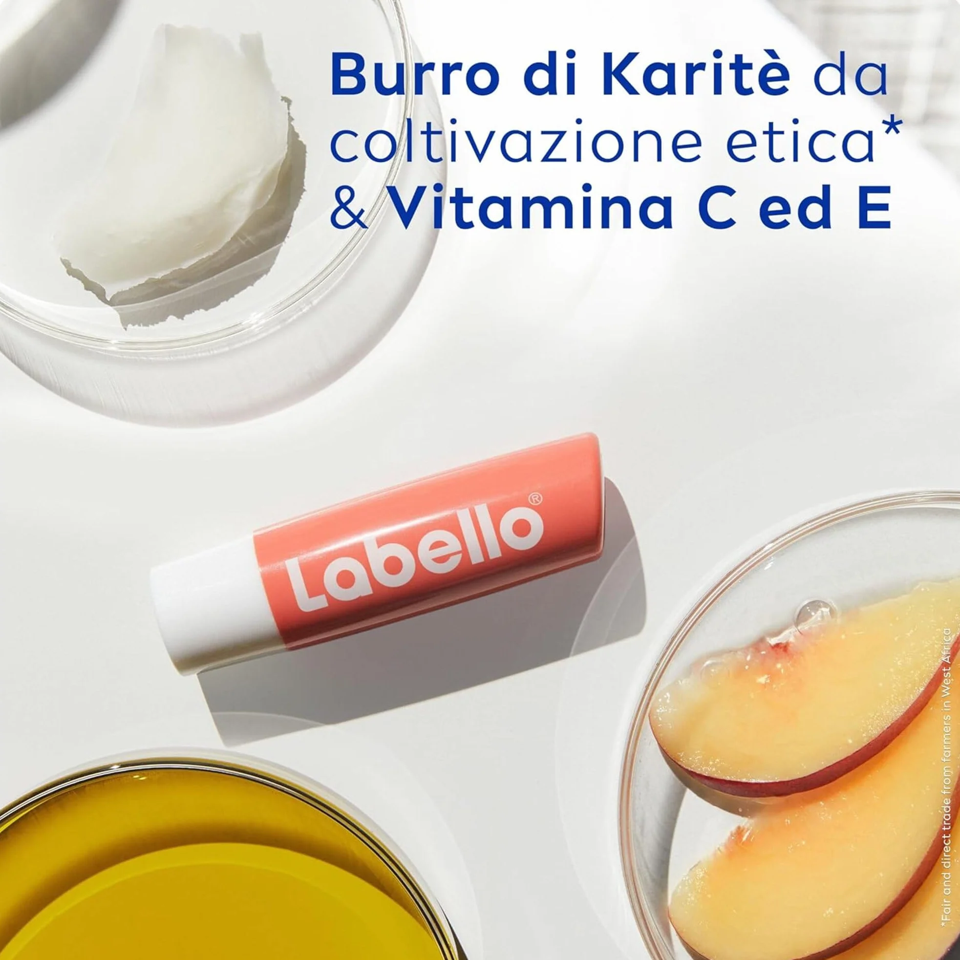 Labello Peach Shine Burrocacao Labbra 4.8 g, Balsamo Labbra Colorato All'Aroma Di Pesca, Lip Balm Idratante 24H Con Burro Di Karité E Ingredienti Naturali, Con Pigmenti Colorati