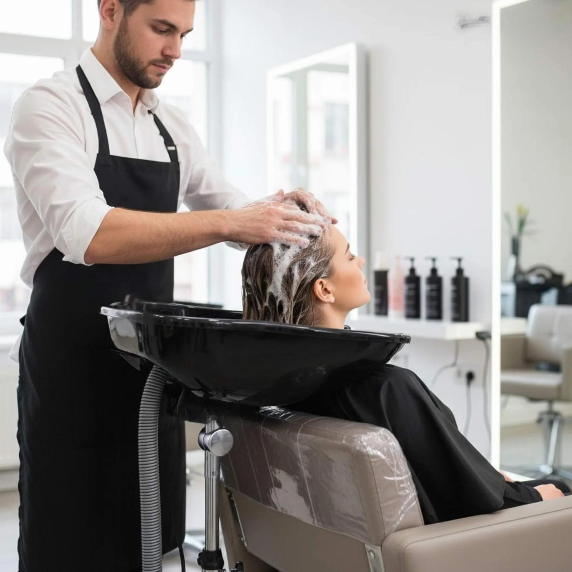Altéax Lavatesta Portatile Per Parrucchieri Ovale con Doccetta per Lavandino Universale – Dal Design Ergonomico può Essere Utilizzato Come Lavatesta per Disabili - Lavatesta Parrucchiera Professionali