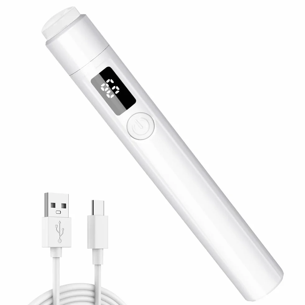 URAQT Mini Lampada LED Unghie, 3W Mini Lampada UV LED Unghie Mini Lampada Unghie, Asciuga Unghie Sciugatura Rapida con Display Digitale, USB Ricaricabile e Portatile