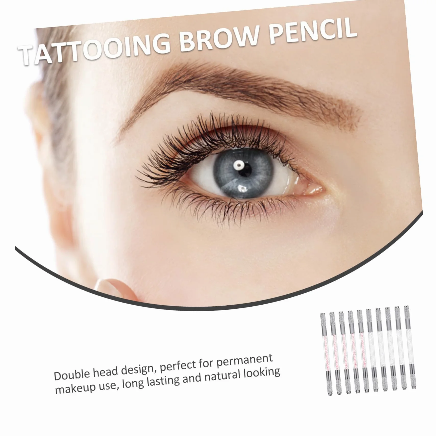 Penna per Tatuaggi Sopracciglia Doppia Punta Decorazione Cristalli Abs, 10 Pezzi per Microblading Professionale e Trucco Sopracciglia Naturale