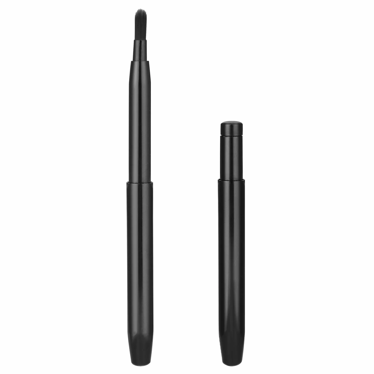 2 pennelli per labbra, rossetto, retrattile, nero, piatto, correttore, mini labbra, applicatore portatile per fondotinta, pennello per labbra