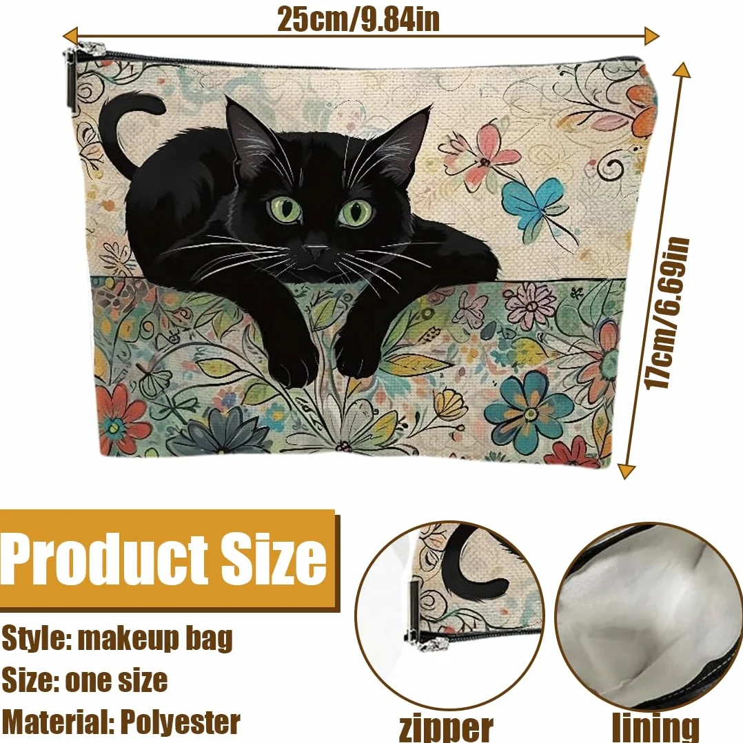 Beauty Case da Viaggio, Borsa da Toilette da Viaggio, Borsa Cosmetica per Gatt, Borsa per Cosmetici, Pochette Donna Trucchi, Borse Trucco Floreale per Donne Ragazze (A)
